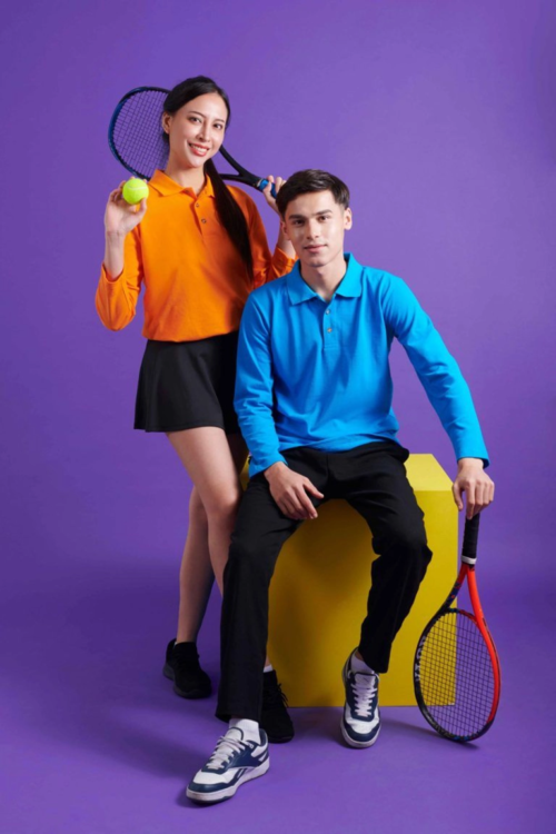 OREN SPORT HC09 Unisex CVC Honeycomb Long Sleeve Polo T-Shirt - Image 2