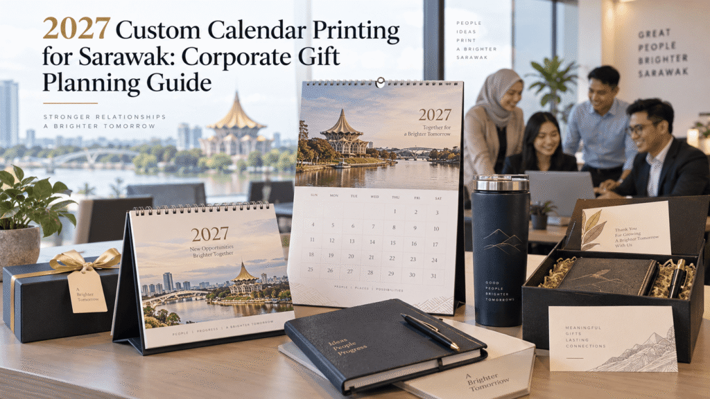 2027 custom desk and wall calendars prepared for corporate gifting in Sarawak