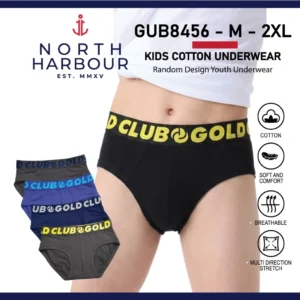 NORTH HARBOUR Boys Cotton Briefs Kids Triangle Underwear Soft Breathable Seluar Dalam Budak Lelaki M-2XL GUB8456 1/3PCS