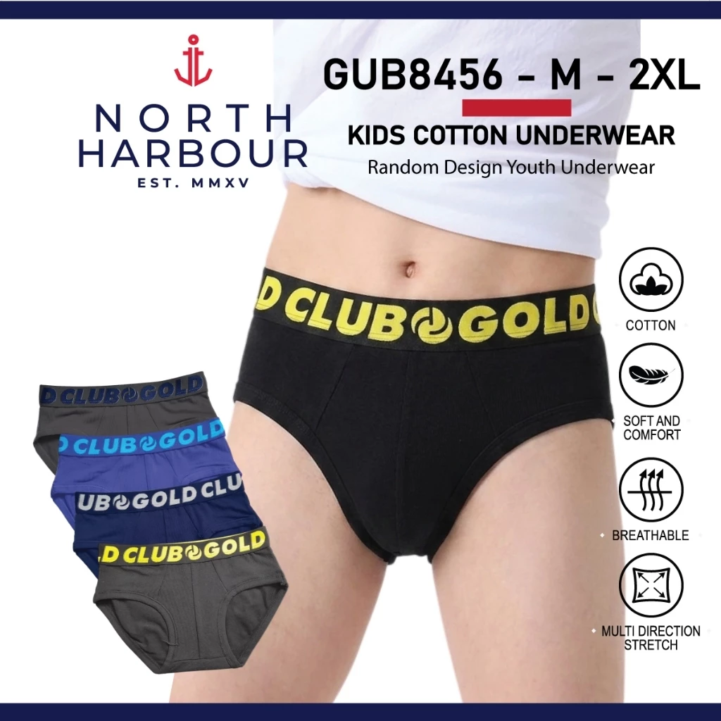 NORTH HARBOUR Boys Cotton Briefs Kids Triangle Underwear Soft Breathable Seluar Dalam Budak Lelaki M-2XL GUB8456 1/3PCS