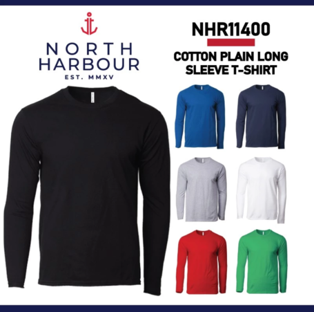 NORTH HARBOUR Round Neck Long Sleeve Cotton T-Shirt NHR11400