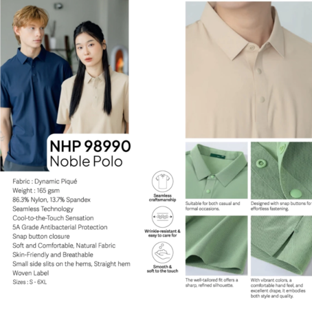 NORTH HARBOUR Noble Plain Polo Tee Baju Berkolar Collar Shirt NHP98990 - Image 2
