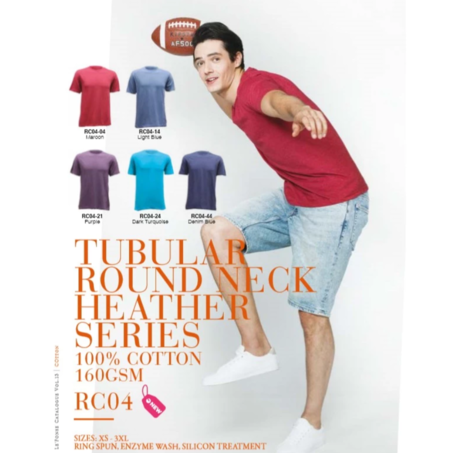 LEFONSE Heather 100% Cotton Round Neck Melange T-shirt Unisex RC04 - Image 2