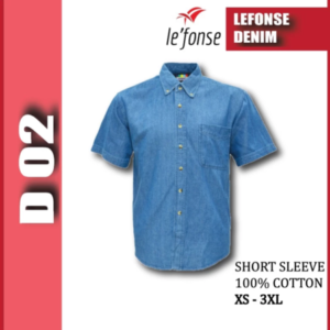 LEFONSE Unisex Serge Denim - Men Short Sleeve Denim D02