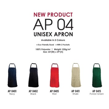 OREN SPORT 2 Pockets Premium Apron AP04 Unisex 220gsm Plain Thick Quality Front Pocket Polyester Apron Kitchen - Image 3