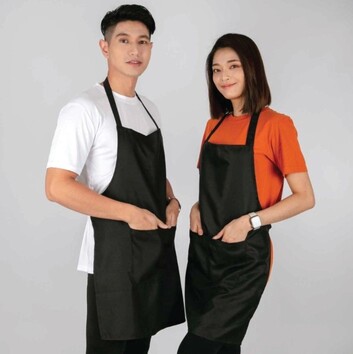 OREN SPORT 2 Pockets Premium Apron AP04 Unisex 220gsm Plain Thick Quality Front Pocket Polyester Apron Kitchen - Image 2