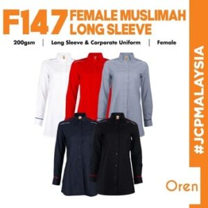 OREN SPORT F147 Female Muslimah Long Sleeve F147 Baju Korporat Muslimah Uniform Corporate Dress F1 Shirt Muslimah