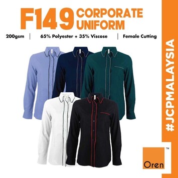 OREN SPORT F149 Female Cutting F1 Corporate Uniform Polyester Premium Quality Collar Long Sleeve Uniform