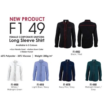 OREN SPORT F149 Female Cutting F1 Corporate Uniform Polyester Premium Quality Collar Long Sleeve Uniform - Image 3