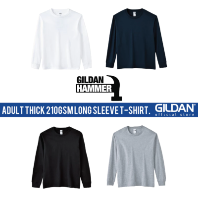 GILDAN Hammer Extra Thick Cotton Long Sleeve T-Shirt HA40 Unisex Comfortable Smooth Plain T-Shirt Baju Tebal - HA40