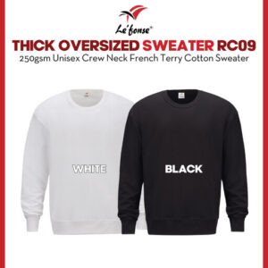 LEFONSE Thick Oversized French Terry Unisex 250gsm Superior Cotton Sweater Long Sleeve RC08 RC09
