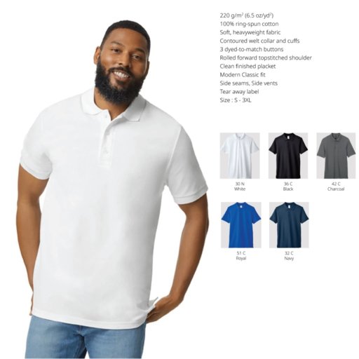 Gildan Hammer Heavyweight Full Cotton Pique Polo T-Shirt Unisex 220gsm Smart Soft Polo Tee Baju Polo Baju Berkolar 858A0 - Image 5