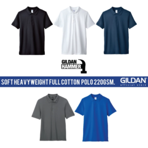 Gildan Hammer Heavyweight Full Cotton Pique Polo T-Shirt Unisex 220gsm Smart Soft Polo Tee Baju Polo Baju Berkolar 858A0