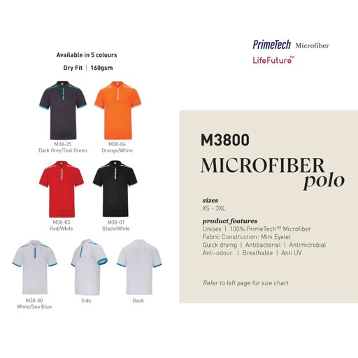 LEFONSE Premium Dri-Fit Microfiber Polo T-Shirt Unisex M3800 - Image 5