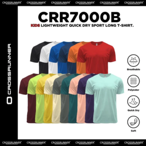 CROSSRUNNER CRR7000B CHILDREN KIDS SIZE Round Neck Quick Dry Sport YOUTH Tee DRYtec Super T-Shirt Kanak Baju Sukan