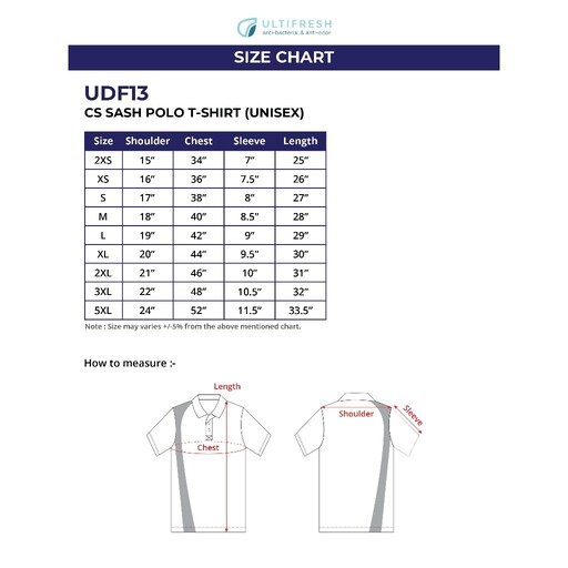 ULTIFRESH Anti-Bacteria Microfiber Interlock Cs Sash Jersey Plain Polo T-Shirt Unisex UDF13 - Image 4