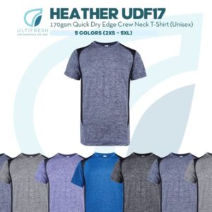 ULTIFRESH Microfiber Heather Edge Crew Neck T-Shirt Unisex 170gsm Polyester Plain Jersey Baju Jersi Dri Fit Tee UDF17