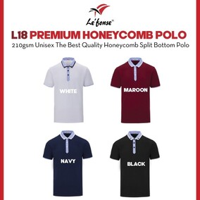 LEFONSE 210gsm Thick Quality Breathable Honeycomb Polo Split Bottom Tee L1800