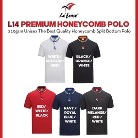 LEFONSE Unisex Adult 210gsm Thick Quality Breathable Honeycomb Polo Split Bottom Tee L1400
