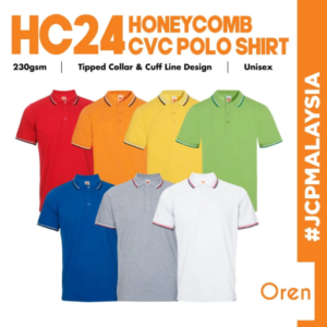 OREN SPORT HC24 Honeycomb CVC Polo Shirt Tipped Collar and Cuff