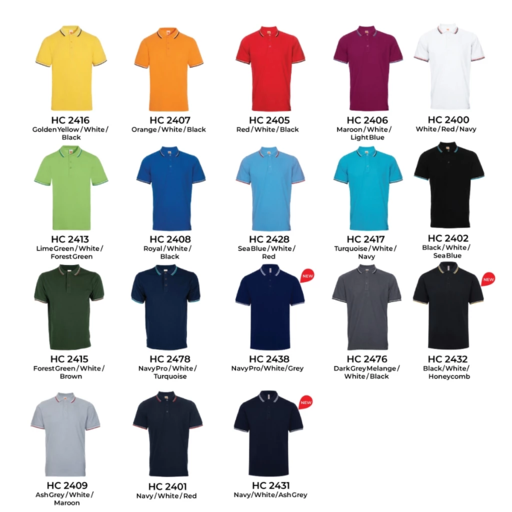 OREN SPORT HC24 Honeycomb CVC Polo Shirt Tipped Collar and Cuff - Image 7