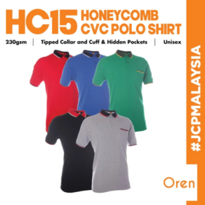 OREN SPORT HC15 Unisex CVC Honeycomb Tipped Collar & Cuff Polo T-Shirt
