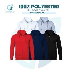 ULTIFRESH Plain Hoodie Side Pocket Jacket 100% Polyester Hoodie with Zip Jaket UHD40