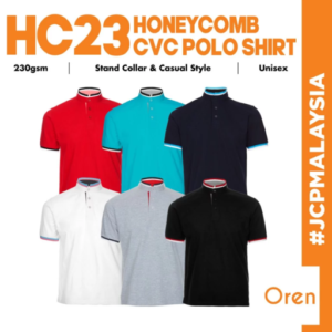 OREN SPORT HC23 Honeycomb CVC Stand Collar Polo Shirt