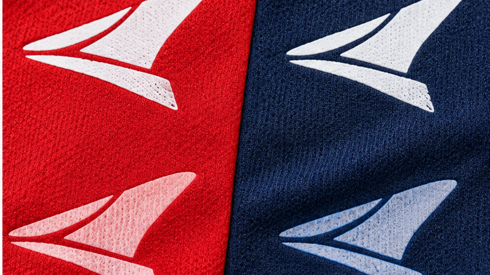 Comparison of clean and colour-shifted light transfers on red and navy polyester