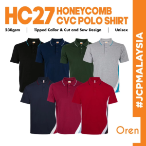 JCP x OREN SPORT Honeycomb Premium Polo Shirt Plain Polo Unisex Baju Polo Lelaki Tshirt Polo Tee Baju Berkolar HC27