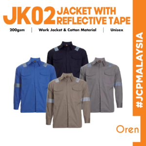 JCP x OREN SPORT Reflective Tape Premium Cotton Jacket JK02 Unisex Workwear Industrial Factory Cargo Jacket - JK02