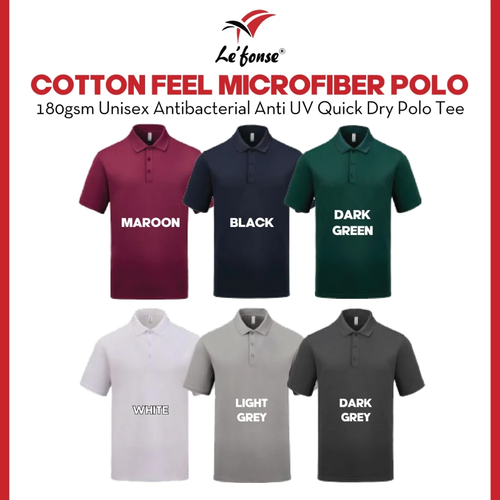 LEFONSE M5000 Cotton Feel Microfiber Quick Dry Polo Unisex 180gsm