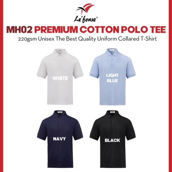 LEFONSE MH02 LuxeBlend Signature Polo Unisex 220gsm Uniform Collared Plain Polo