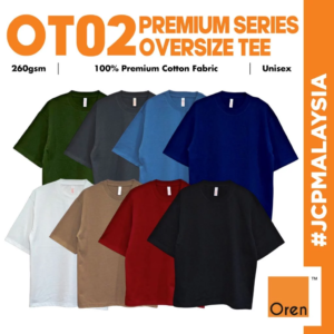 JCP x OREN SPORT New Premium Oversized Cotton T-Shirt Unisex 260gsm Thick Quality Drop Shoulder Plain Oversize Tee OT02
