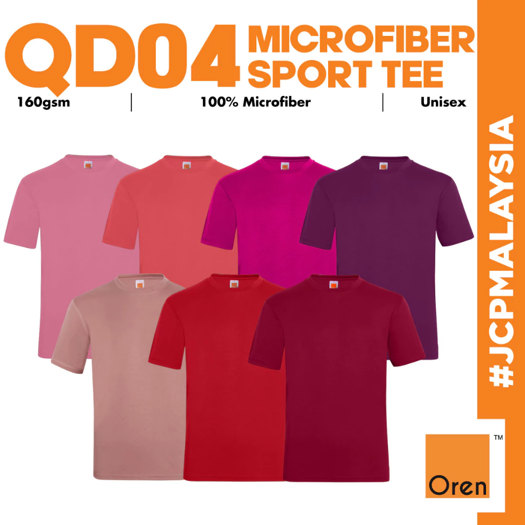 JCP x OREN SPORT QD04 Microfiber Quick Dry Jersey Round Neck Tshirt Unisex Baju Jersi Cool Fit T-Shirt Baju Sukan Boxy