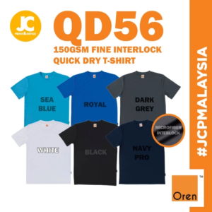 JCP x Oren Sport Microfiber Fine Interlock Plain Jersey T-shirt Quick Dry Baju Jersi Kosong Cool Fit Shirt Unisex QD56 C