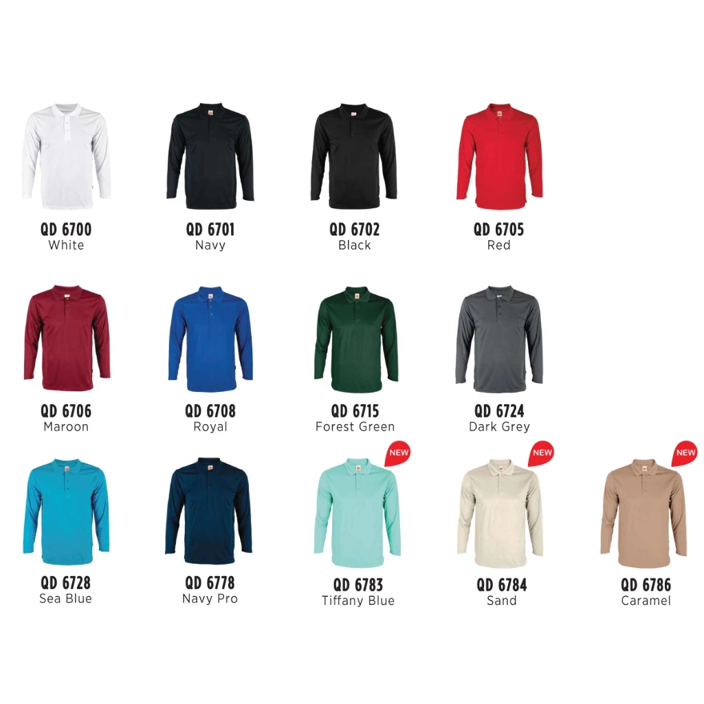 JCP x OREN SPORT Premium Quick Dry Long Sleeve Polo QD67 Unisex Side Seamed Microfiber Polo Long Sleeve T-Shirt QD67 - Image 2