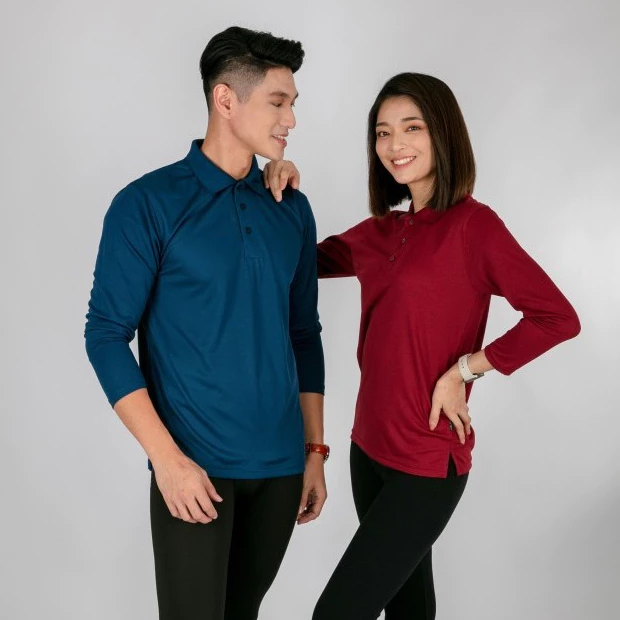 JCP x OREN SPORT Premium Quick Dry Long Sleeve Polo QD67 Unisex Side Seamed Microfiber Polo Long Sleeve T-Shirt QD67 - Image 3
