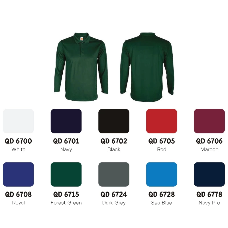 JCP x OREN SPORT Premium Quick Dry Long Sleeve Polo QD67 Unisex Side Seamed Microfiber Polo Long Sleeve T-Shirt QD67 - Image 4
