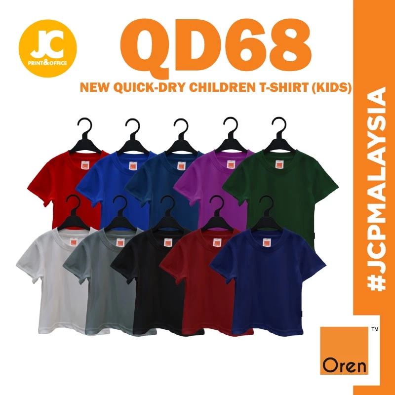 Baju Budak Lelaki Perempuan Cepat Kering JCP x OREN SPORT Quick-Dry Children T-Shirt Kids Size Microfiber Tshirt QD68