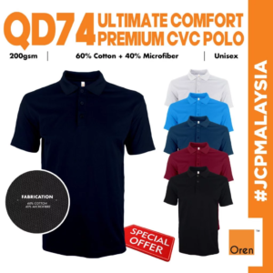 JCP x OREN SPORT ProFlex Ultimate Comfort Quick Dry CVC Polo Unisex 200gsm Antimicrobial Cool Fit Polo Mega Sale QD74