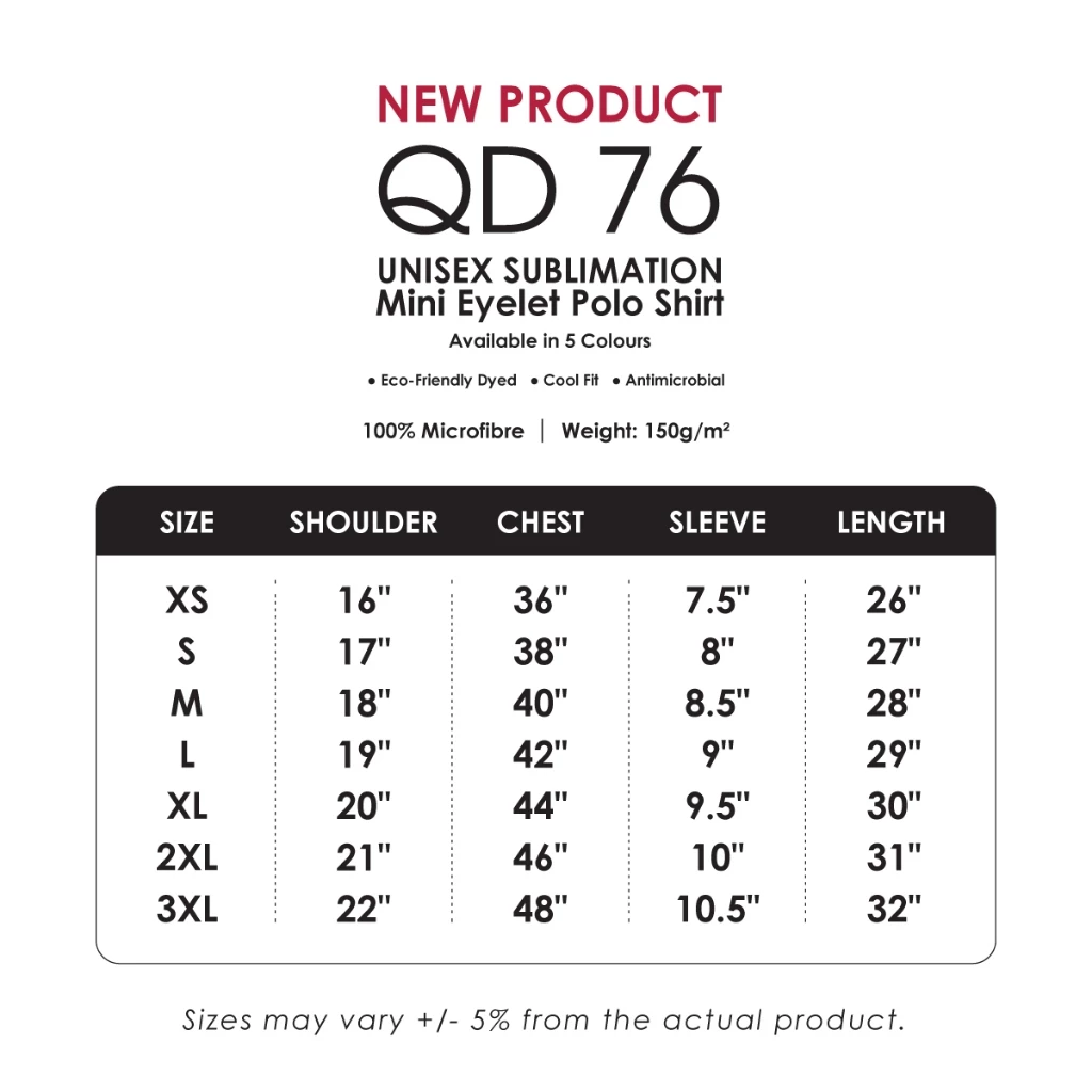 JCP x OREN SPORT Jersi Microfiber Quick Dry Mini Eyelet Sublimation Polo Shirt QD76 Unisex Polyester Cool Fit Baju Polo - Image 4