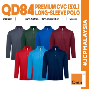 JCP x OREN SPORT BIG SIZE Ultimate Comfort Quick Dry CVC Long Sleeve Polo Unisex 200gsm Antimicrobial Cool Fit Tee QD84