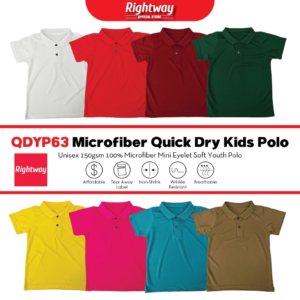 RIGHTWAY 100% Microfiber Children Polo Kids Youth Unisex Plain Baju Polo Anak Lelaki Perempuan QDYP63