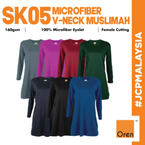 Baju Jersi Muslimah Sukan Lengan Panjang JCP x OREN SPORT Microfiber V-Neck Long Sleeve Muslimah SK05 Joyah Qayraa