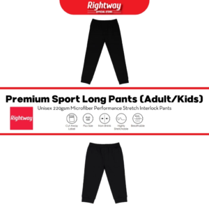 RIGHTWAY Premium Sport Long Pants Adult Unisex Pocket Quick Dry Jogging Seluar Sukan SLP70