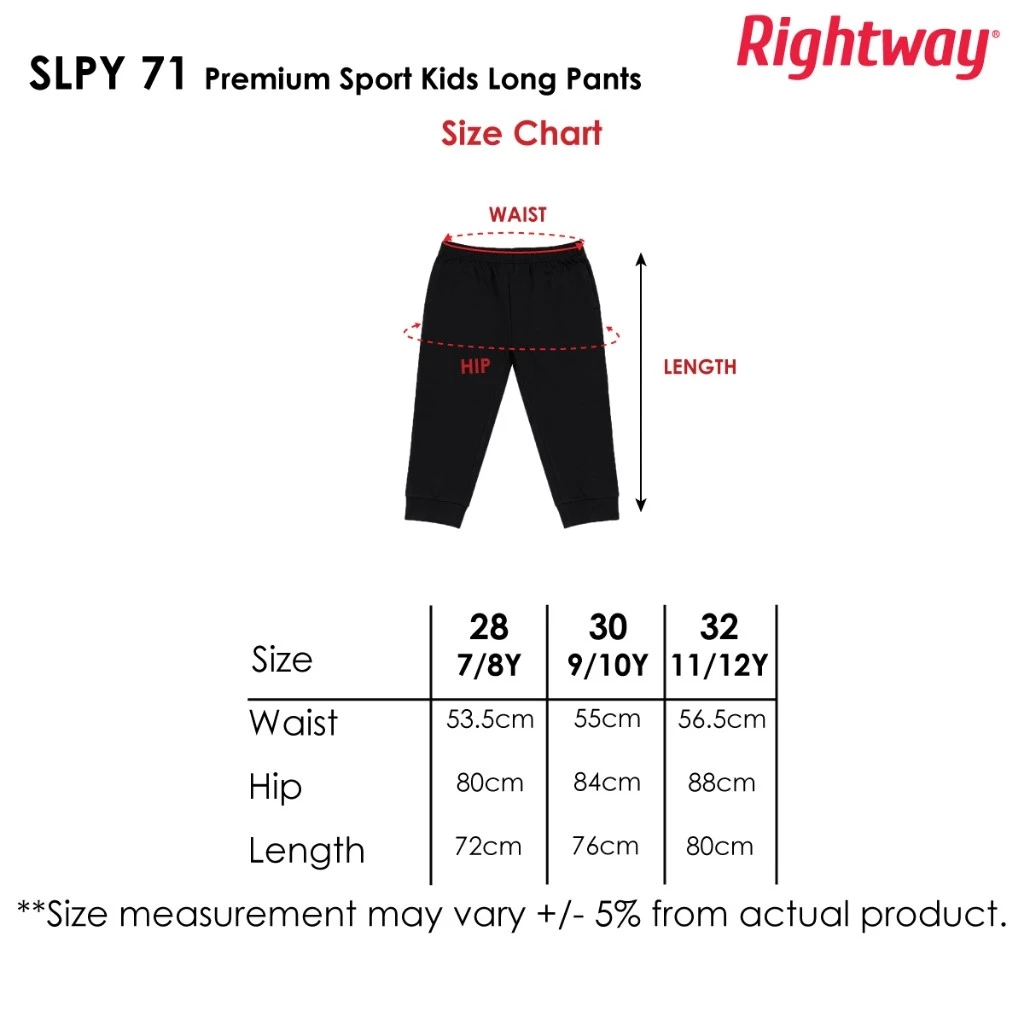 RIGHTWAY Premium Sport Kids Long Pants Children Quick Dry Jogging Seluar Sukan Budak SLPY71 - Image 5