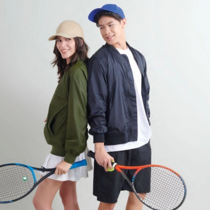 JCP X OREN SPORT 100% Polyester Unisex Full-Zip Bomber Jacket Waterproof Jaket Kualiti Pakaian Light Weight Jacket SS15 - Image 4