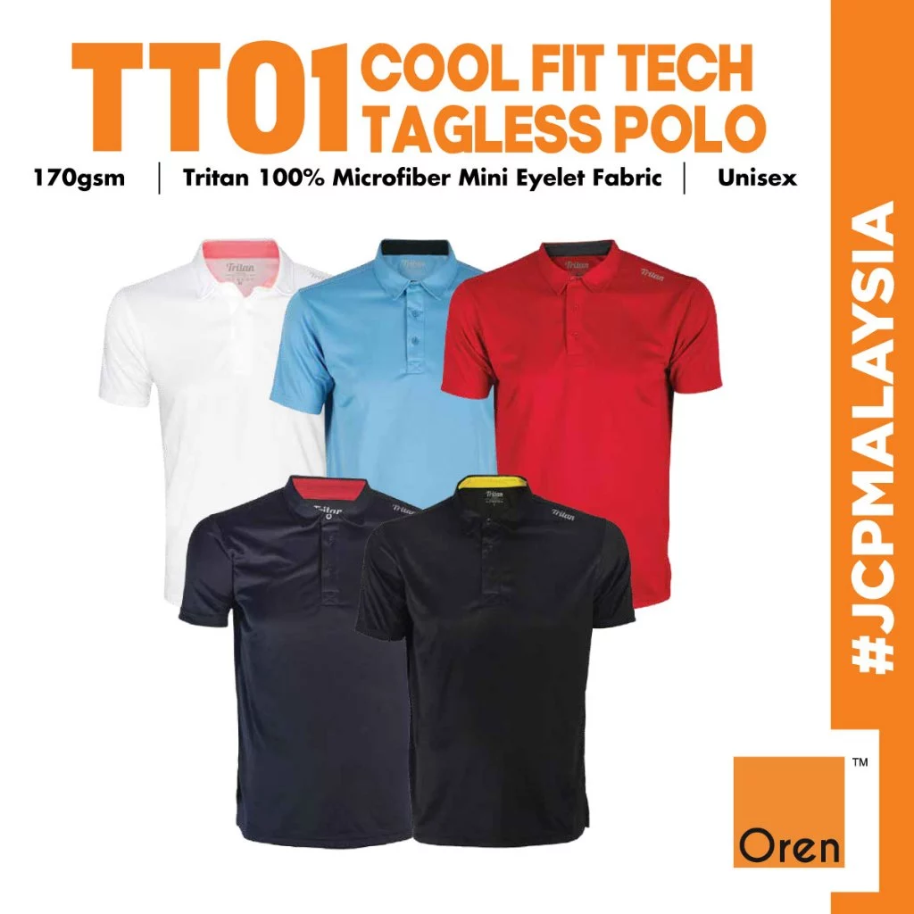 JCP x OREN SPORT Tagless Microfiber Smart Casual Polo T-Shirt TT01 Unisex Cool Fit Plain Polo Tee Tshirt Baju Polo