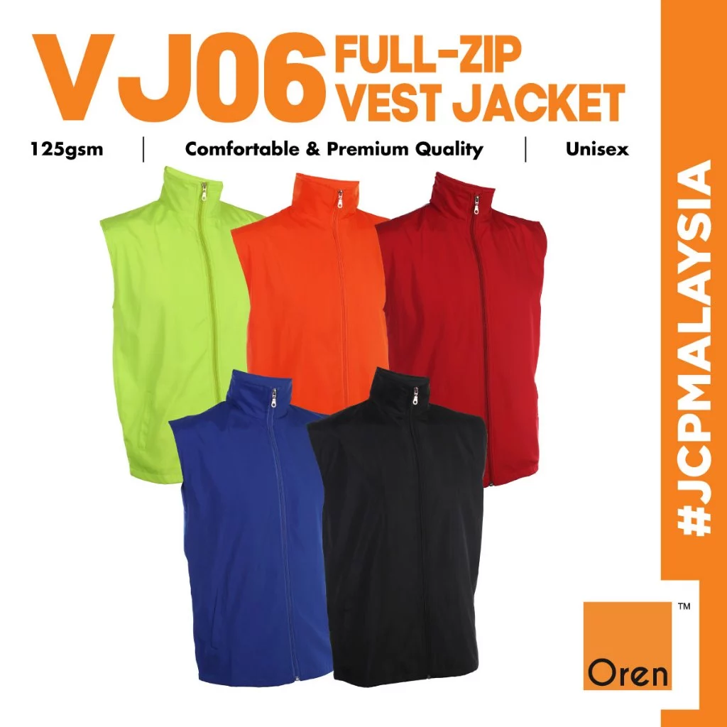 JCP x OREN SPORT Full-Zip Sleeveless Vest Jacket Unisex 125gsm Polyester Lightweight Team Jacket Event Jacket Jaket VJ06